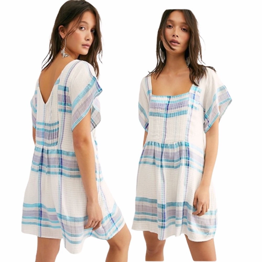 Free People Barcelona Shimmer Plaid Mini Dress S